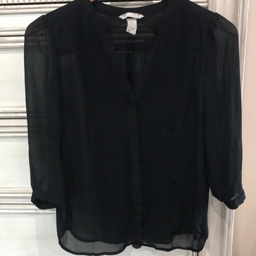 H&M black sheer blouse Size 8